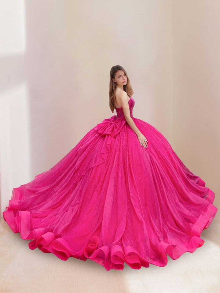 Ball Gown Sweetheart Off-the-Shoulder Sleeveless Floor-length Long Formal Dresses with Pearls and Bowknot