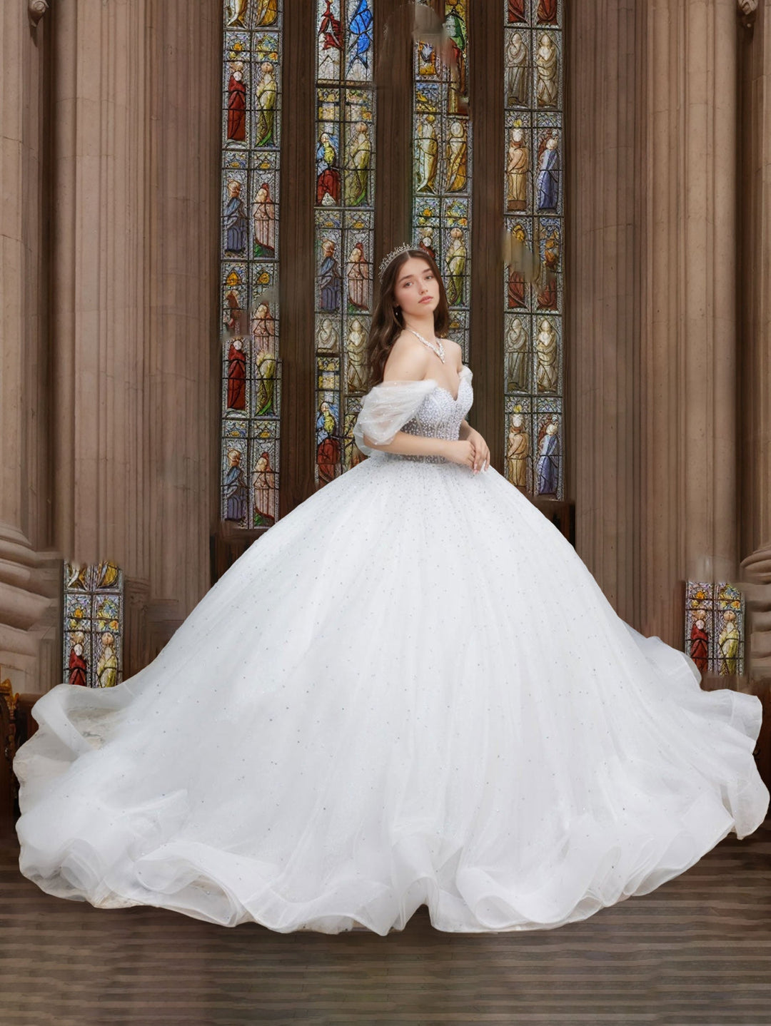 Ball Gown Sweetheart Off-the-Shoulder Sleeveless Floor-length Long Formal Dresses with Pearls and Bowknot