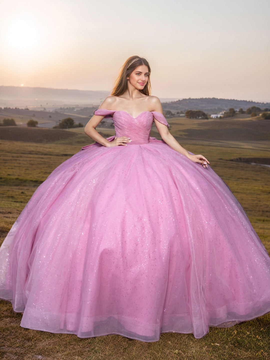 Ball Gown Sweetheart Off-the-Shoulder Sleeveless Floor-length Long Formal Dresses with Ruffles and Bowknot