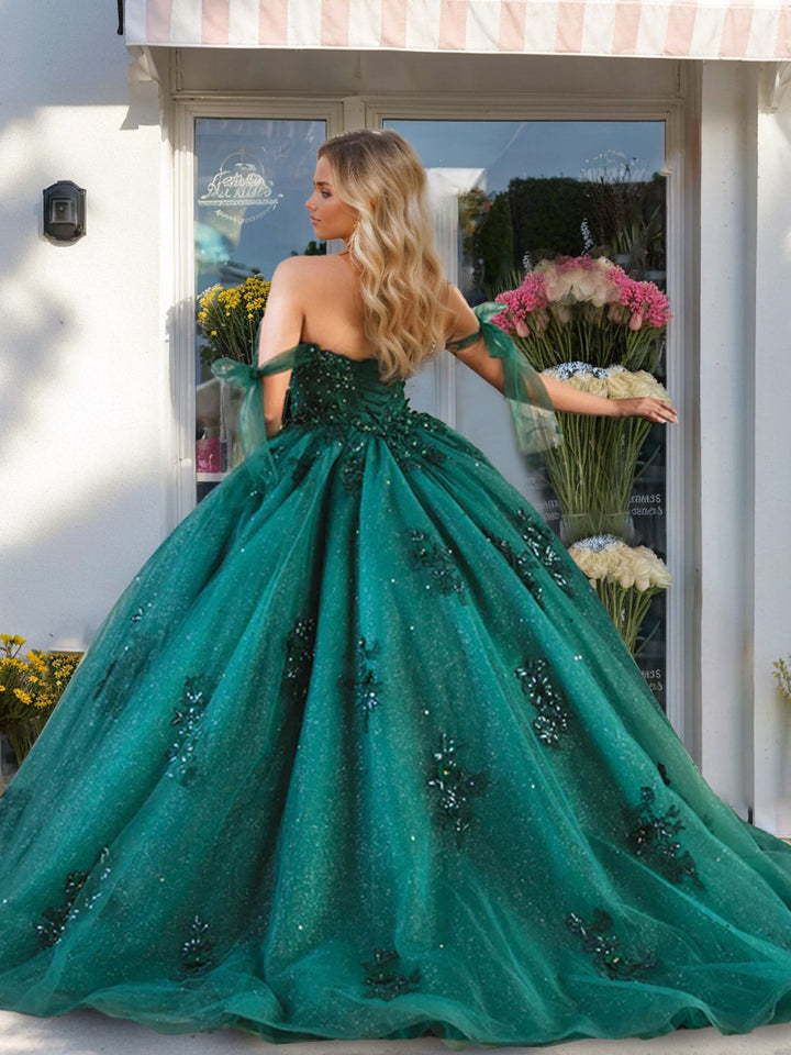 Ball Gown Off-the-Shoulder Sleeveless Floor-length Long Formal Dresses with Sequins