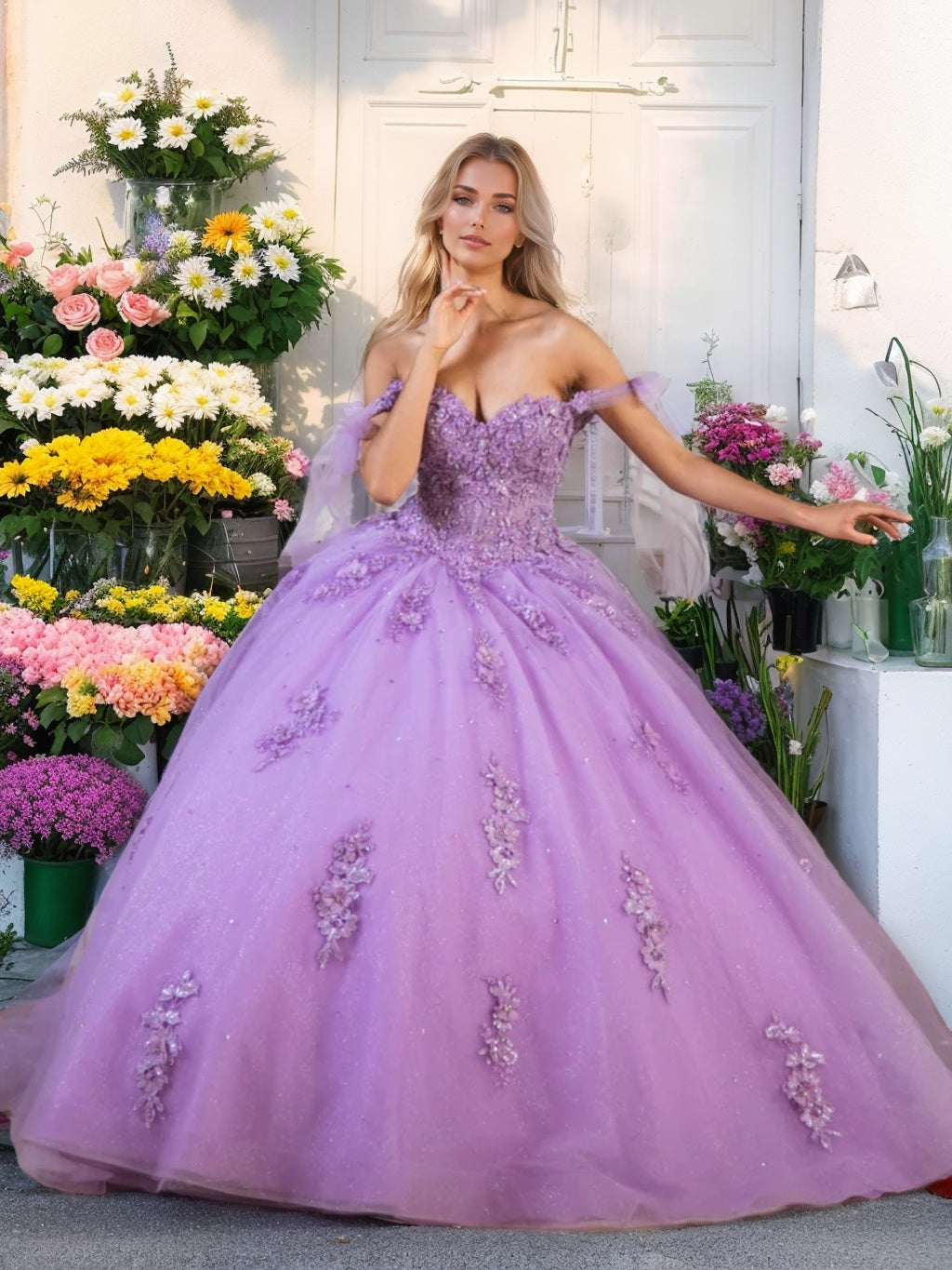 Ball Gown Off-the-Shoulder Sleeveless Floor-length Long Formal Dresses with Sequins