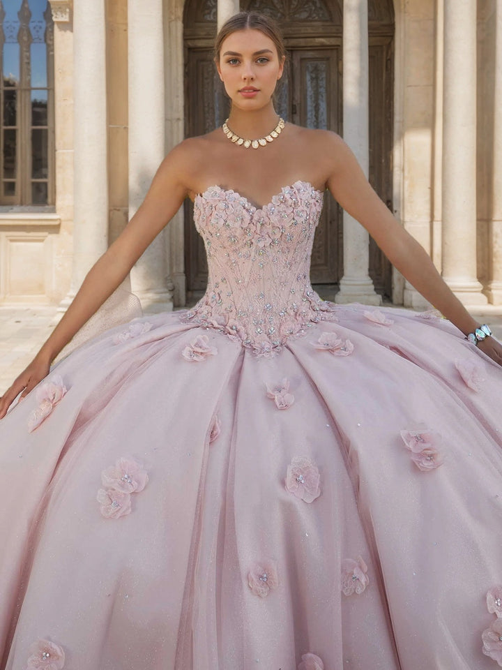 Ball Gown Sweetheart Strapless Sleeveless Floor-length Lace Tulle Long Formal Dresses with Sequins & Flowers