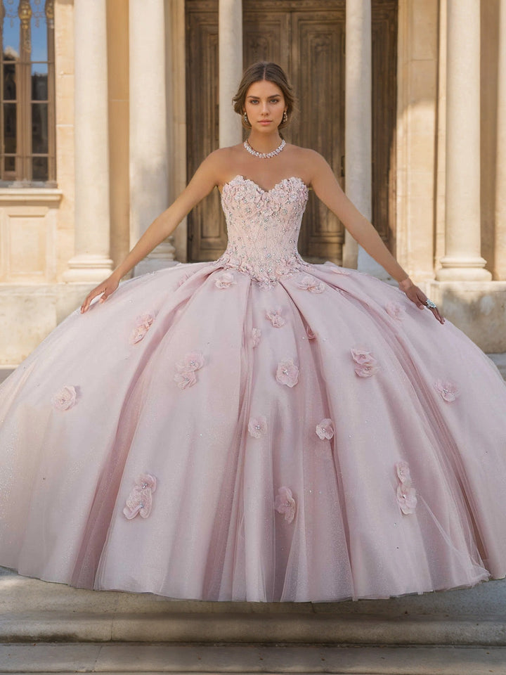 Ball Gown Sweetheart Strapless Sleeveless Floor-length Lace Tulle Long Formal Dresses with Sequins & Flowers