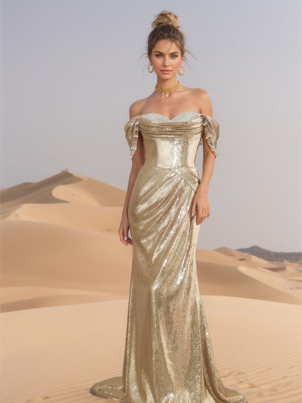 Trumpet/Mermaid Sweetheart Sleeveless Floor-Length Formal Dresses with Sequins