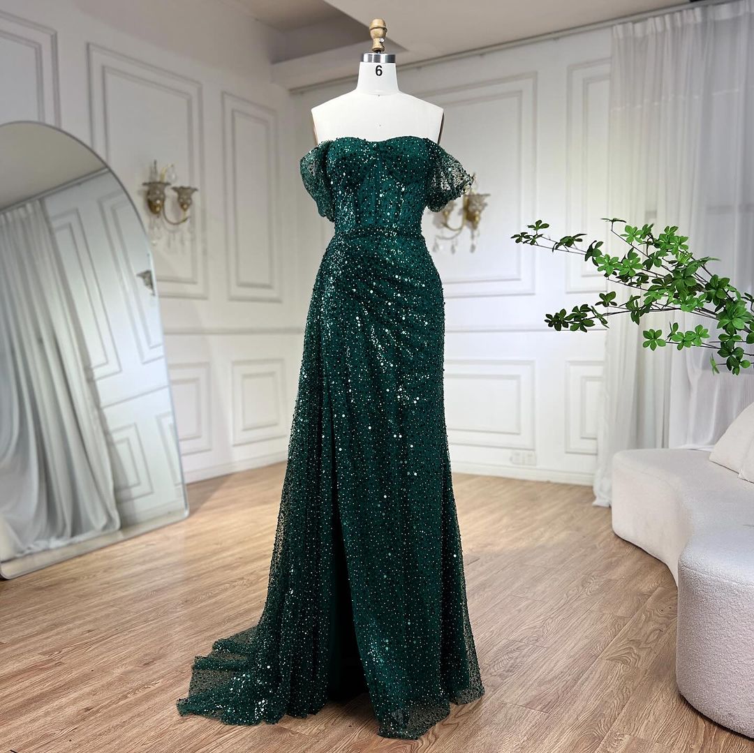 Sheath/Column Strapless Evening Dresses Floor-length Long Prom Party Dress With Sequins