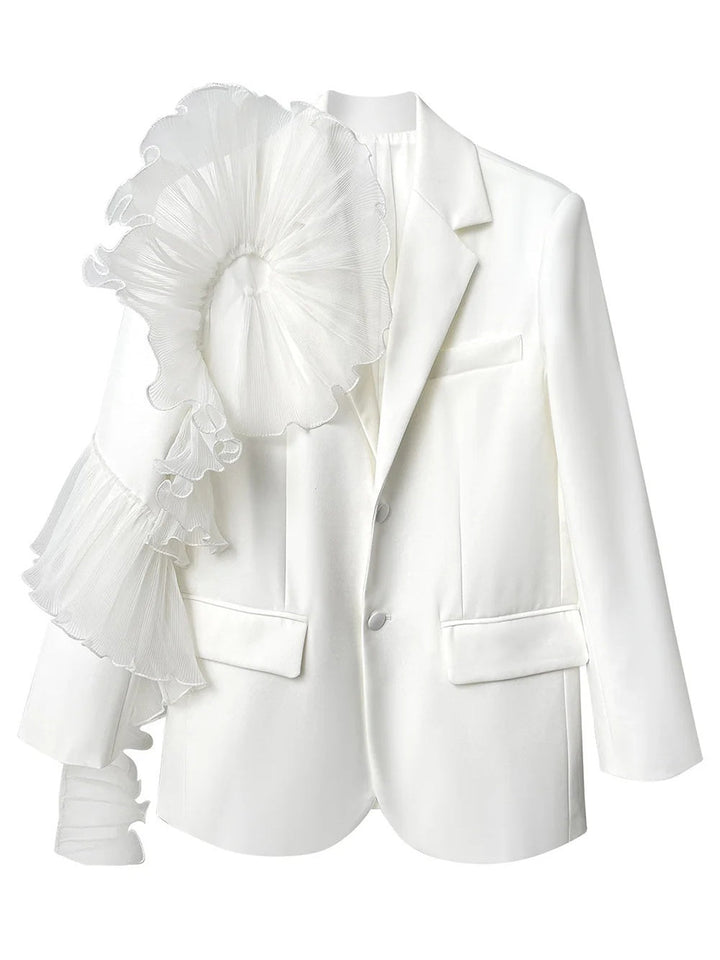 Women's Two Buttons Notched Lapel Party Blazer with Flower