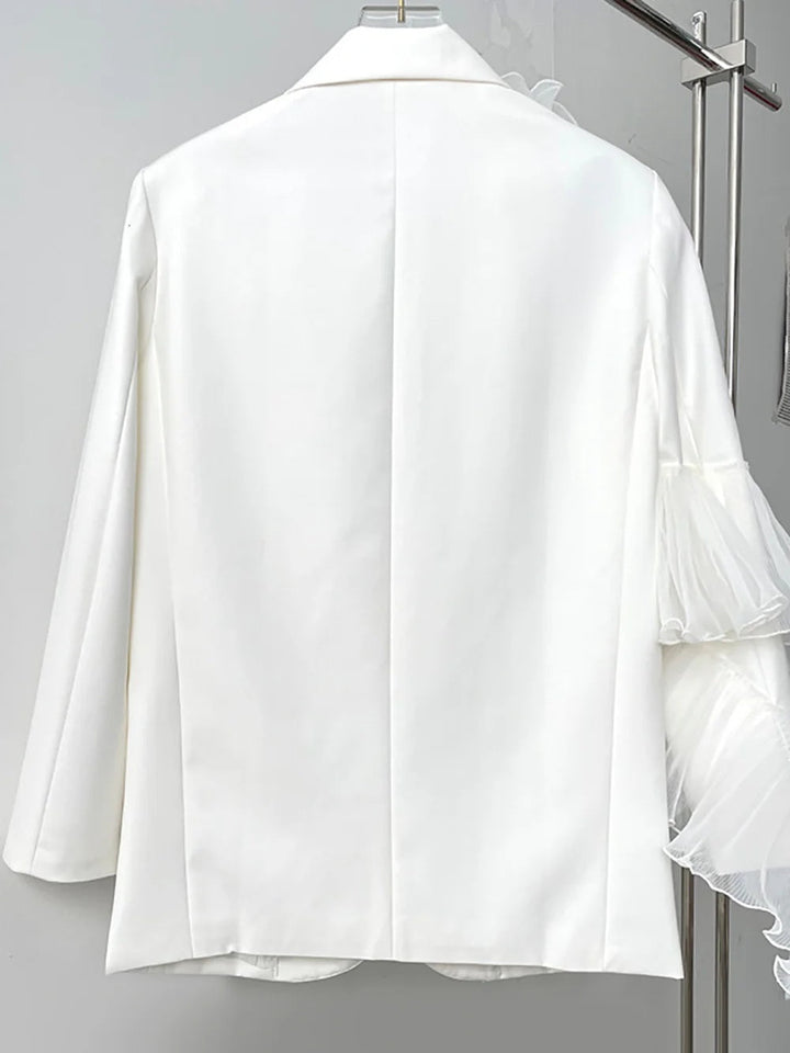 Women's Two Buttons Notched Lapel Party Blazer with Flower