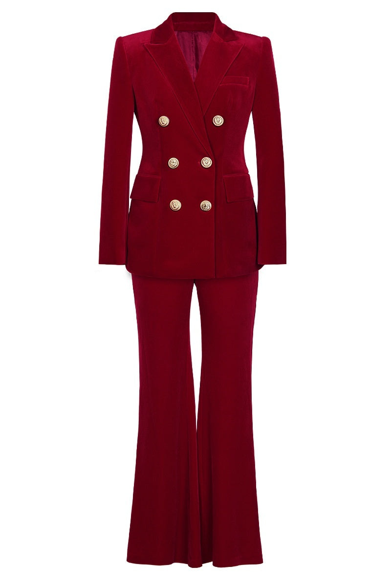 Women's Navy Double Breasted Fitted 2 Piece Suit