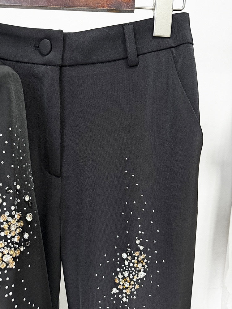 Women's Sparkly Black Double-Breasted Peak Lapel Suits