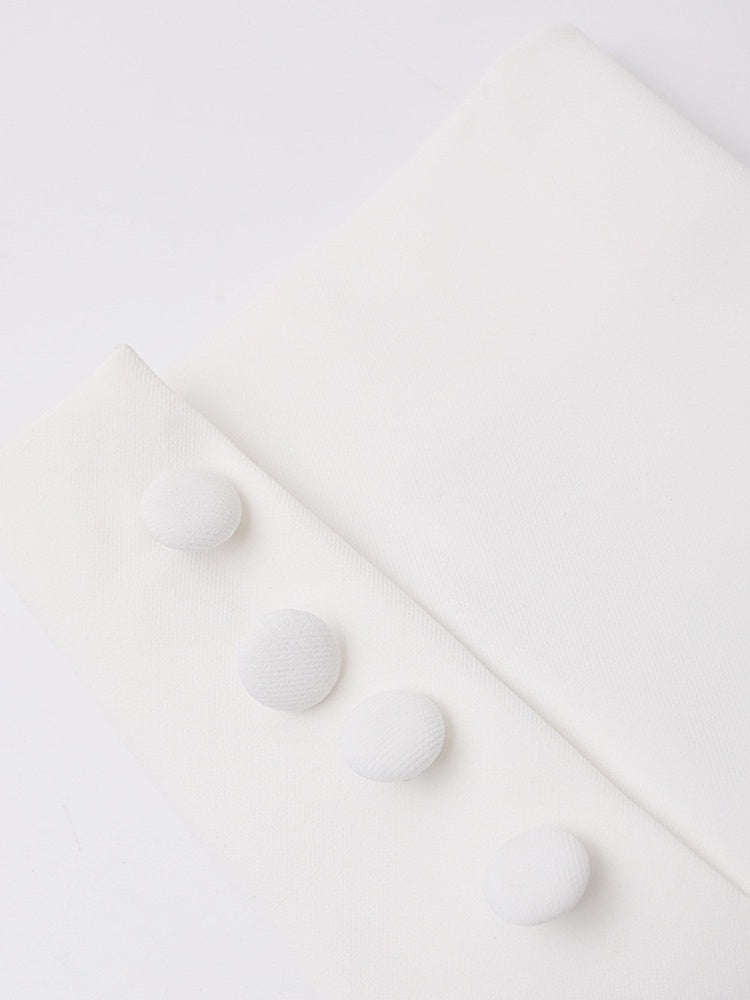 Women's White Long Sleeves Asymmetric Blazer