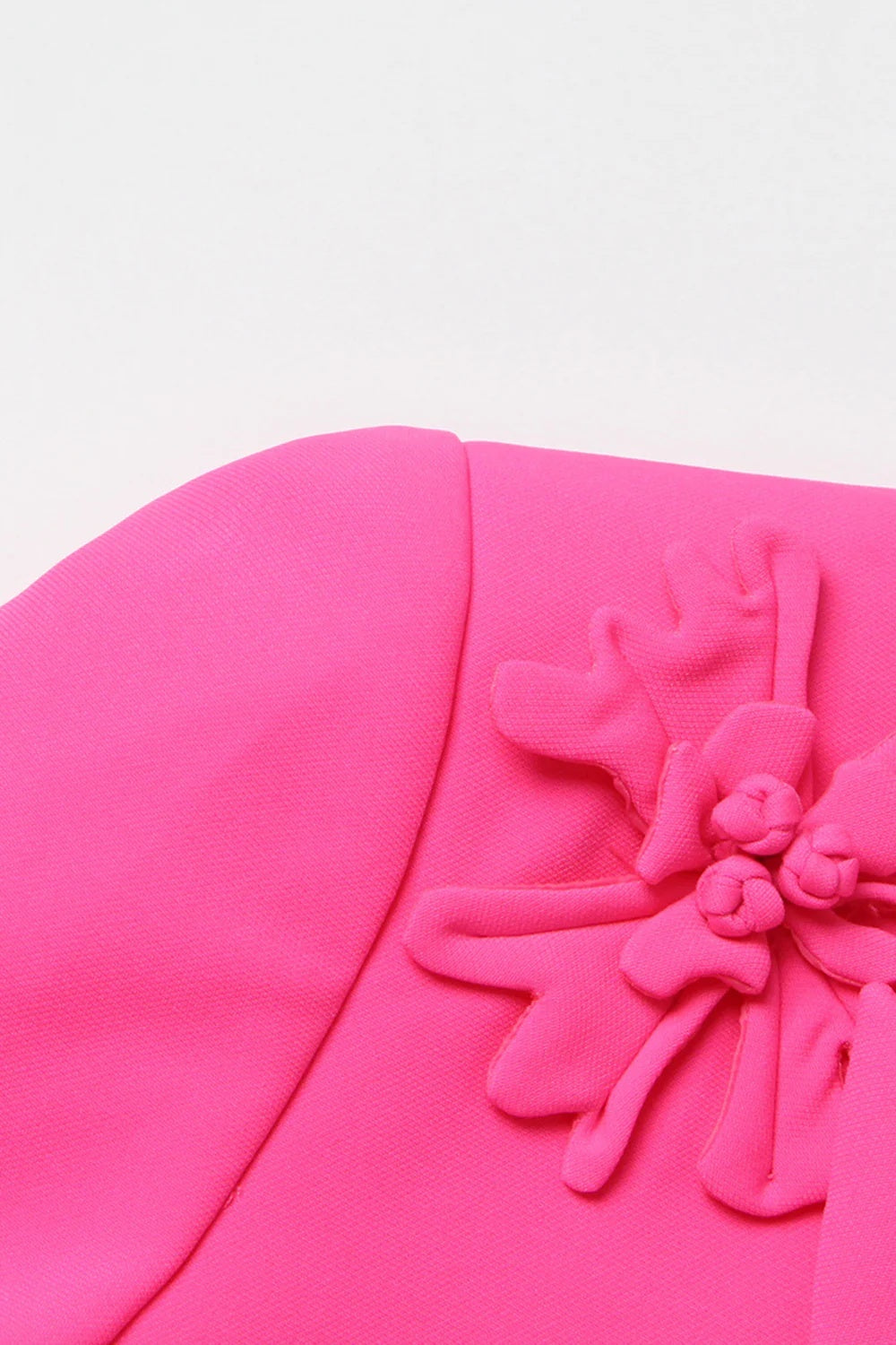 Women's Fuchsia Double Breated Peak Lapel  Blazer with Flowers