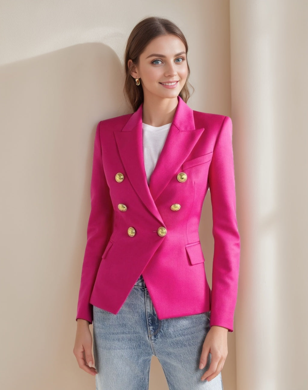 Women鈥檚 Peak Lapel Double Breasted Blazer