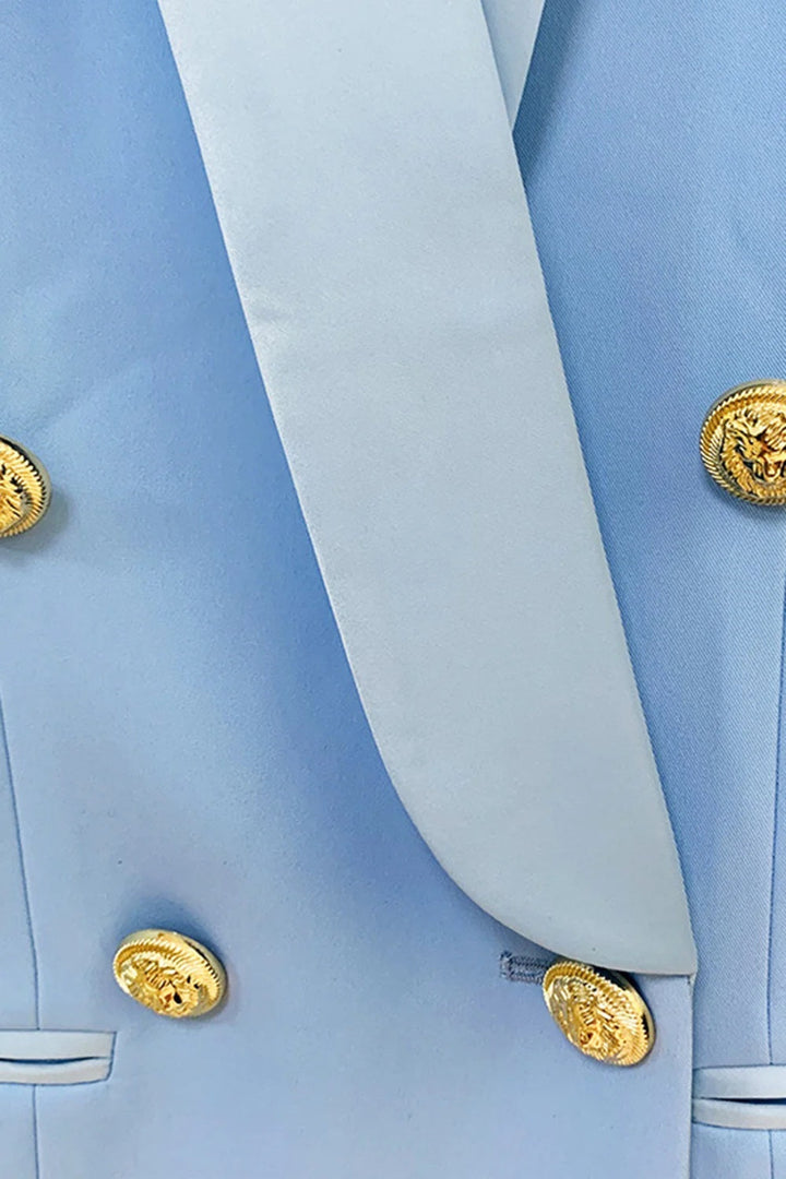 Women's Buttoned Satin Lapel Blazer Dress