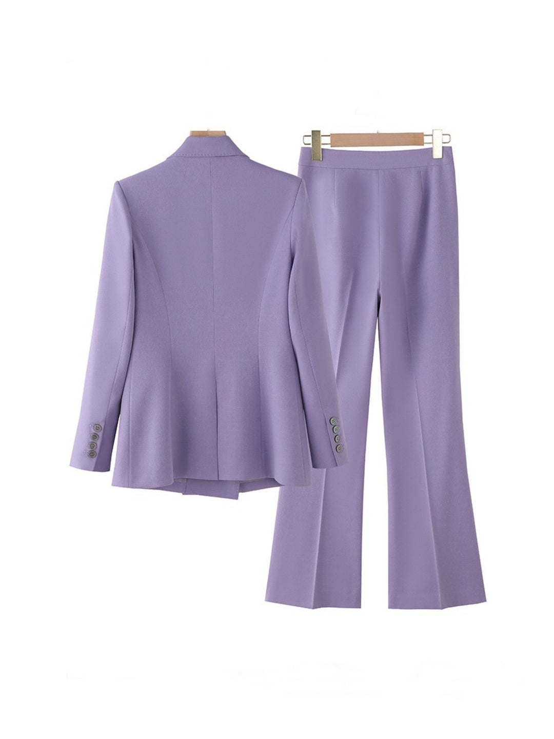 Women's Purple Peak Laple Satin Double Breasted 2 Pieces Suits
