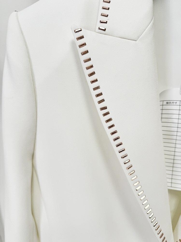 Women's White Scarf Peak Lapel 2 Pieces Suits