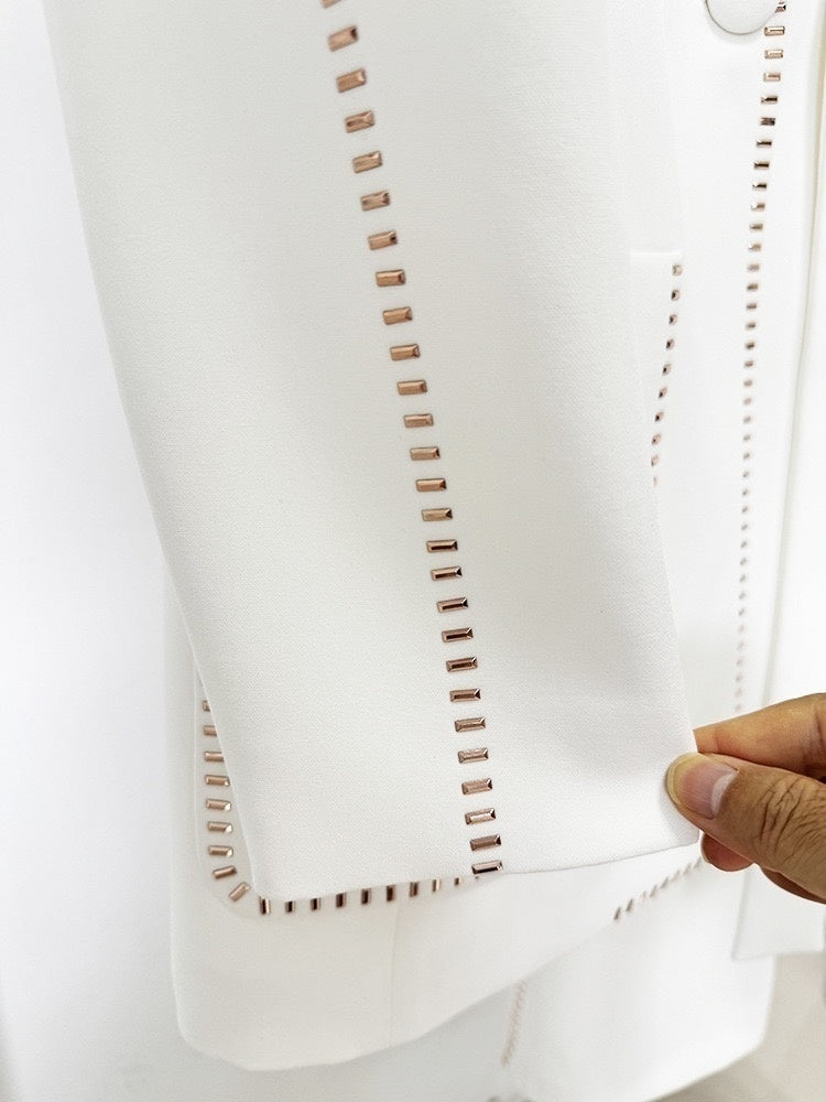 Women's White Scarf Peak Lapel 2 Pieces Suits