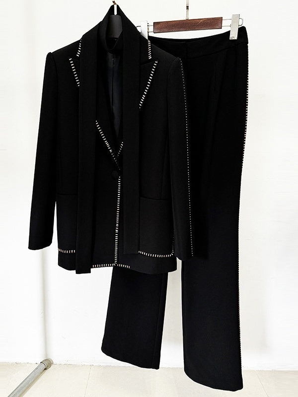 Women's White Scarf Peak Lapel 2 Pieces Suits