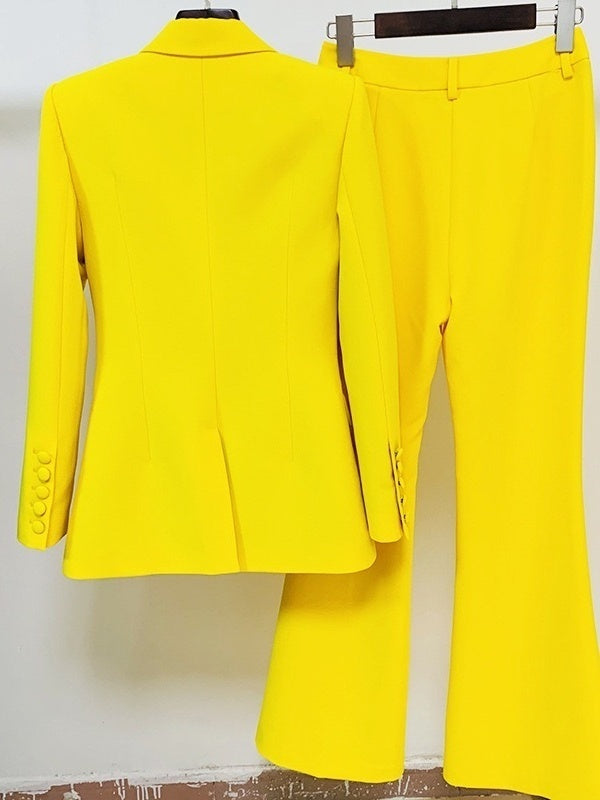 Women's Single-Breasted Button Peak Lapel 2 Pieces Suits