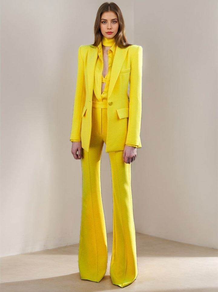 Women's Single-Breasted Button Peak Lapel 2 Pieces Suits