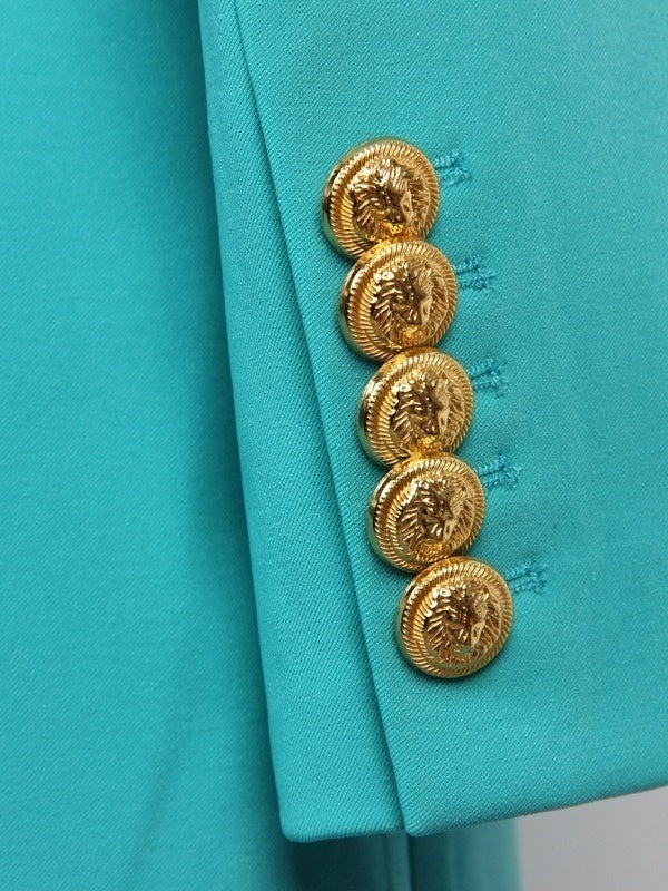 Women's Peak Lapel Long Sleeves Single-Breasted Button Blazer