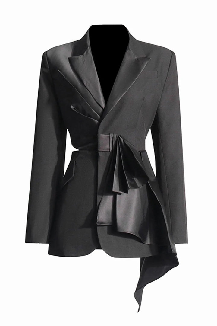 Women's Black Peak Lapel Cut-out Blazer