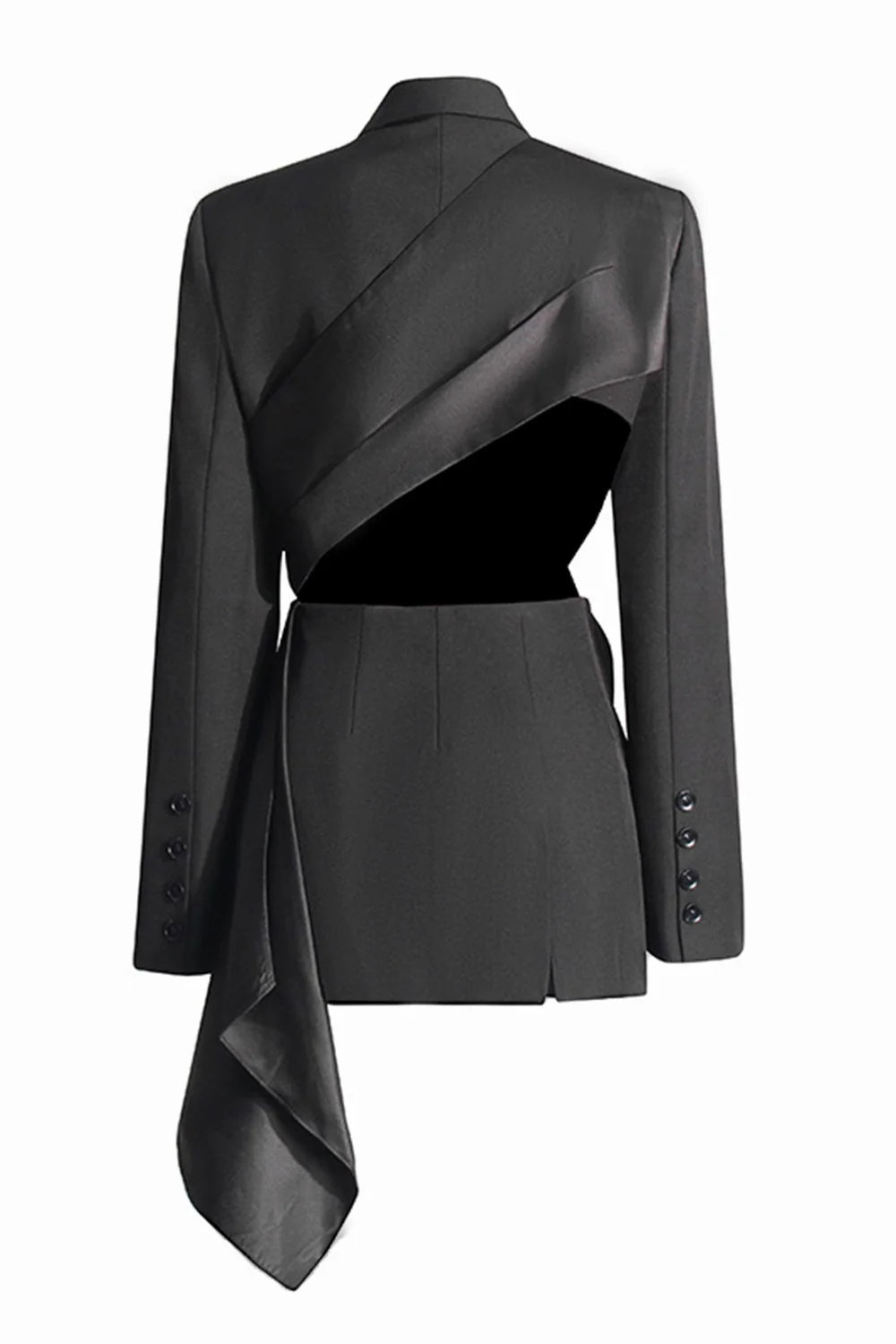 Women's Black Peak Lapel Cut-out Blazer