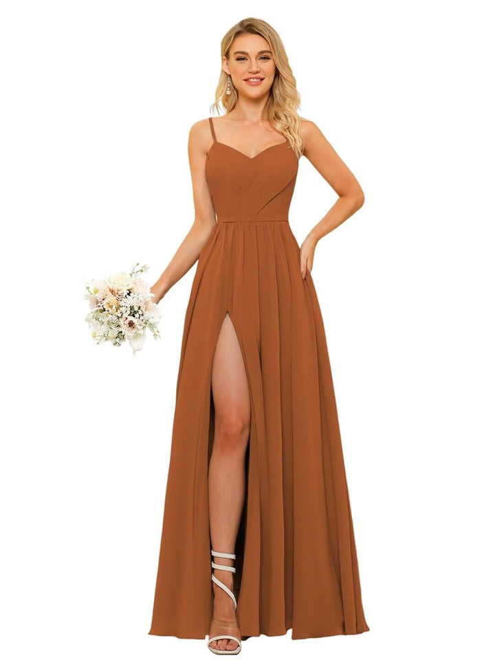 A-Line/Princess Chiffon Square Neckline Sleeveless Floor-Length Bridesmaid Dresses