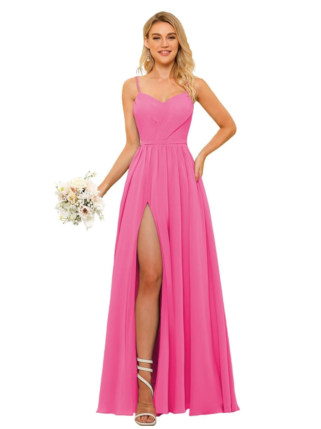 A-Line/Princess Chiffon Square Neckline Sleeveless Floor-Length Bridesmaid Dresses