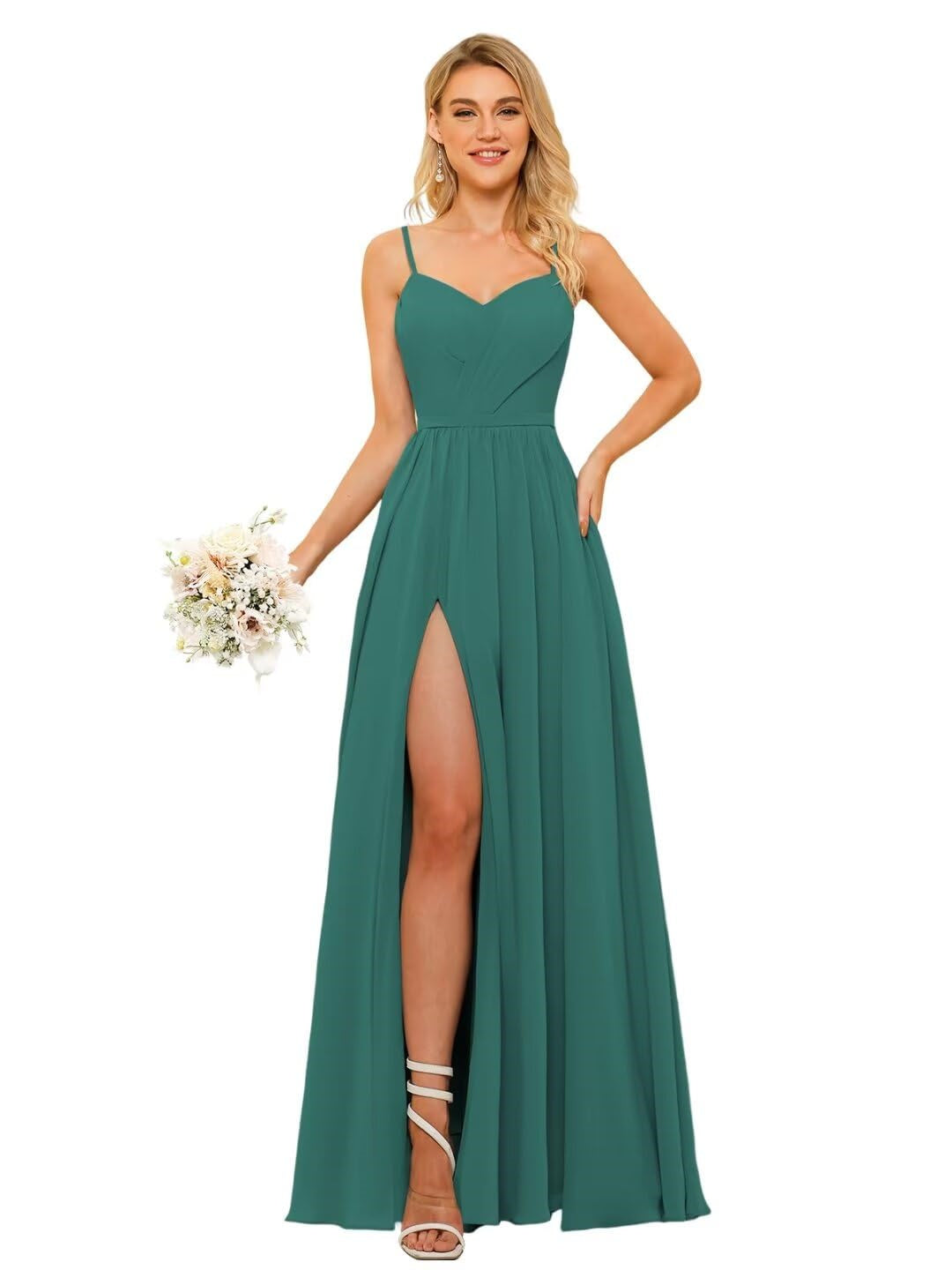 A-Line/Princess Chiffon Square Neckline Sleeveless Floor-Length Bridesmaid Dresses