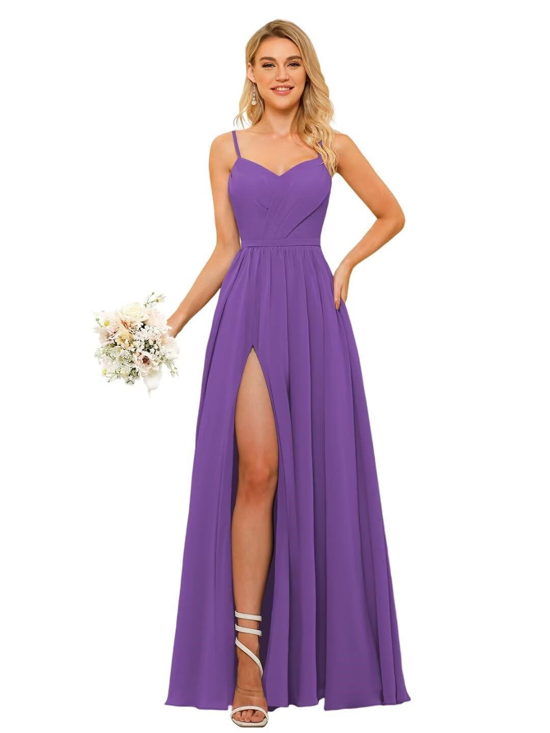 A-Line/Princess Chiffon Square Neckline Sleeveless Floor-Length Bridesmaid Dresses