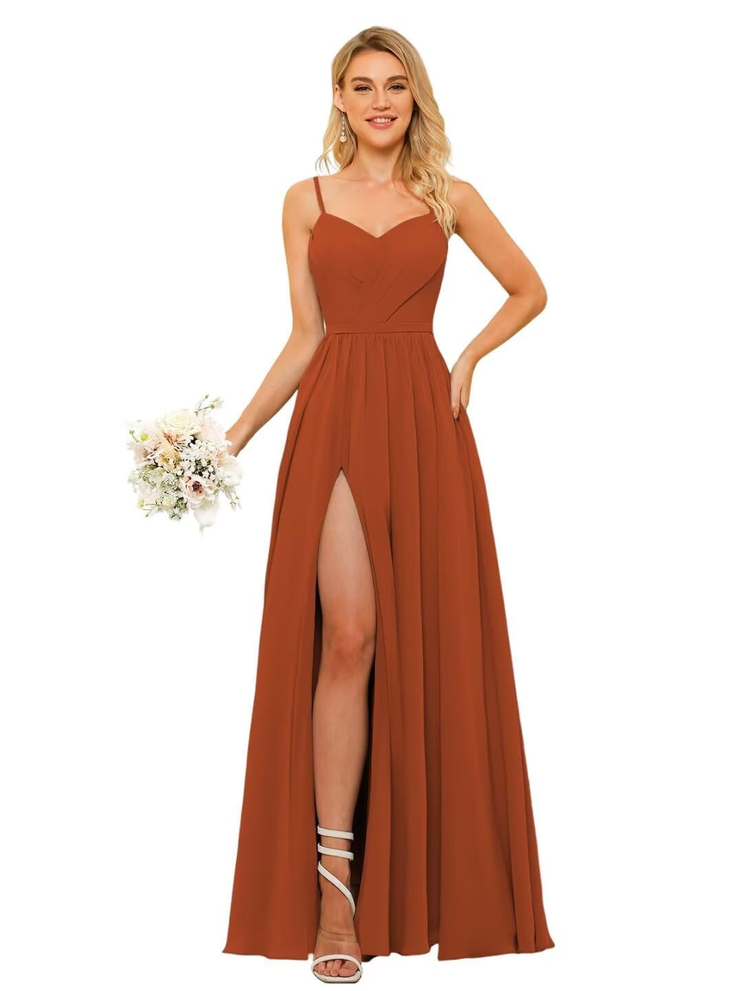 A-Line/Princess Chiffon Square Neckline Sleeveless Floor-Length Bridesmaid Dresses