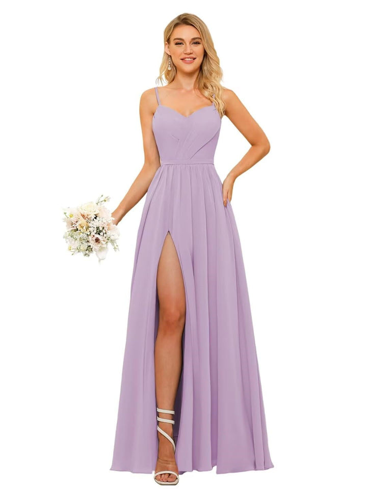 A-Line/Princess Chiffon Square Neckline Sleeveless Floor-Length Bridesmaid Dresses