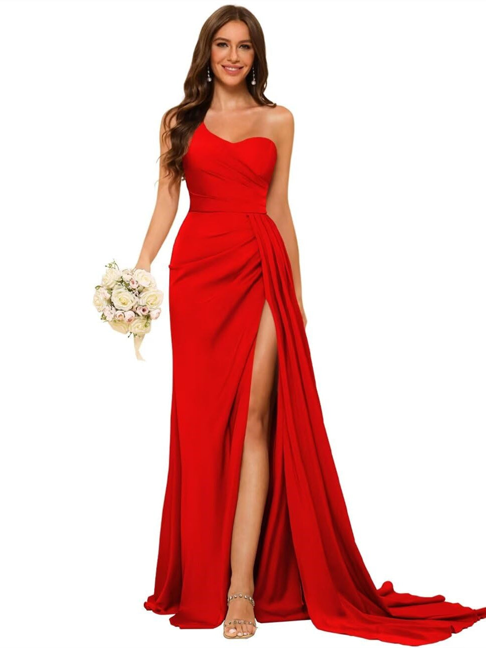 A-Line/Princess Satin One-shoulder Sleeveless Floor-Length Bridesmaid Dresses