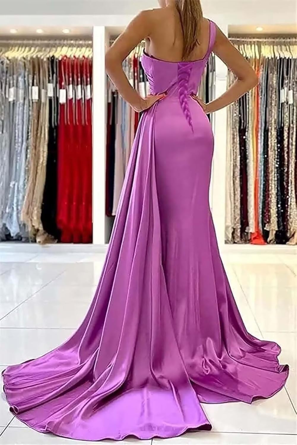 Mermaid/Trumpet Satin One-Shoulder Sleeveless Floor-Length Bridesmaid Dresses