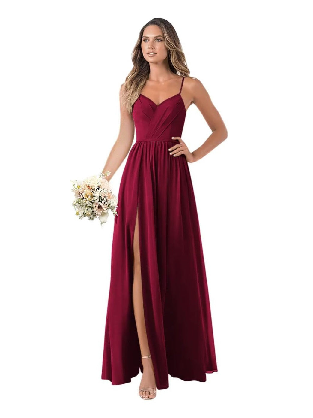 A-Line/Princess Chiffon Sleeveless Floor-Length Bridesmaid Dresses