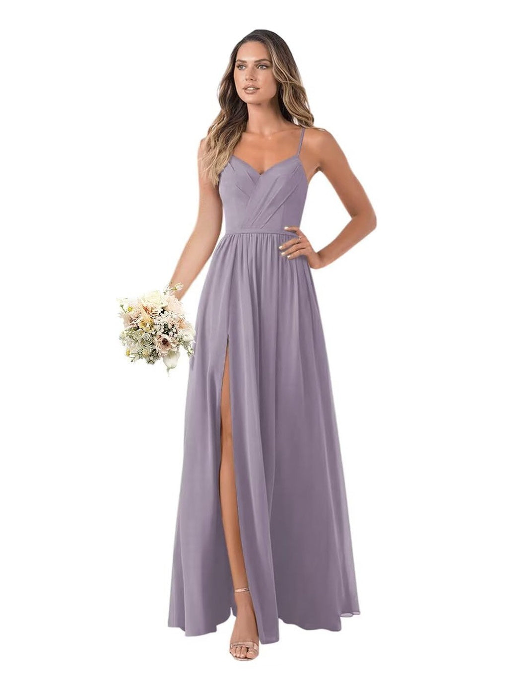 A-Line/Princess Chiffon Sleeveless Floor-Length Bridesmaid Dresses