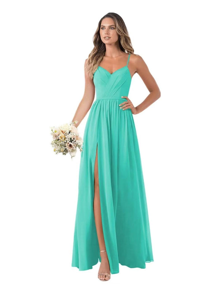 A-Line/Princess Chiffon Sleeveless Floor-Length Bridesmaid Dresses