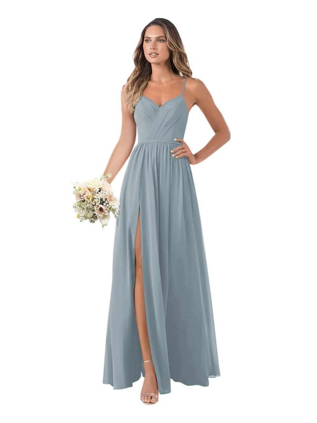 A-Line/Princess Chiffon Sleeveless Floor-Length Bridesmaid Dresses