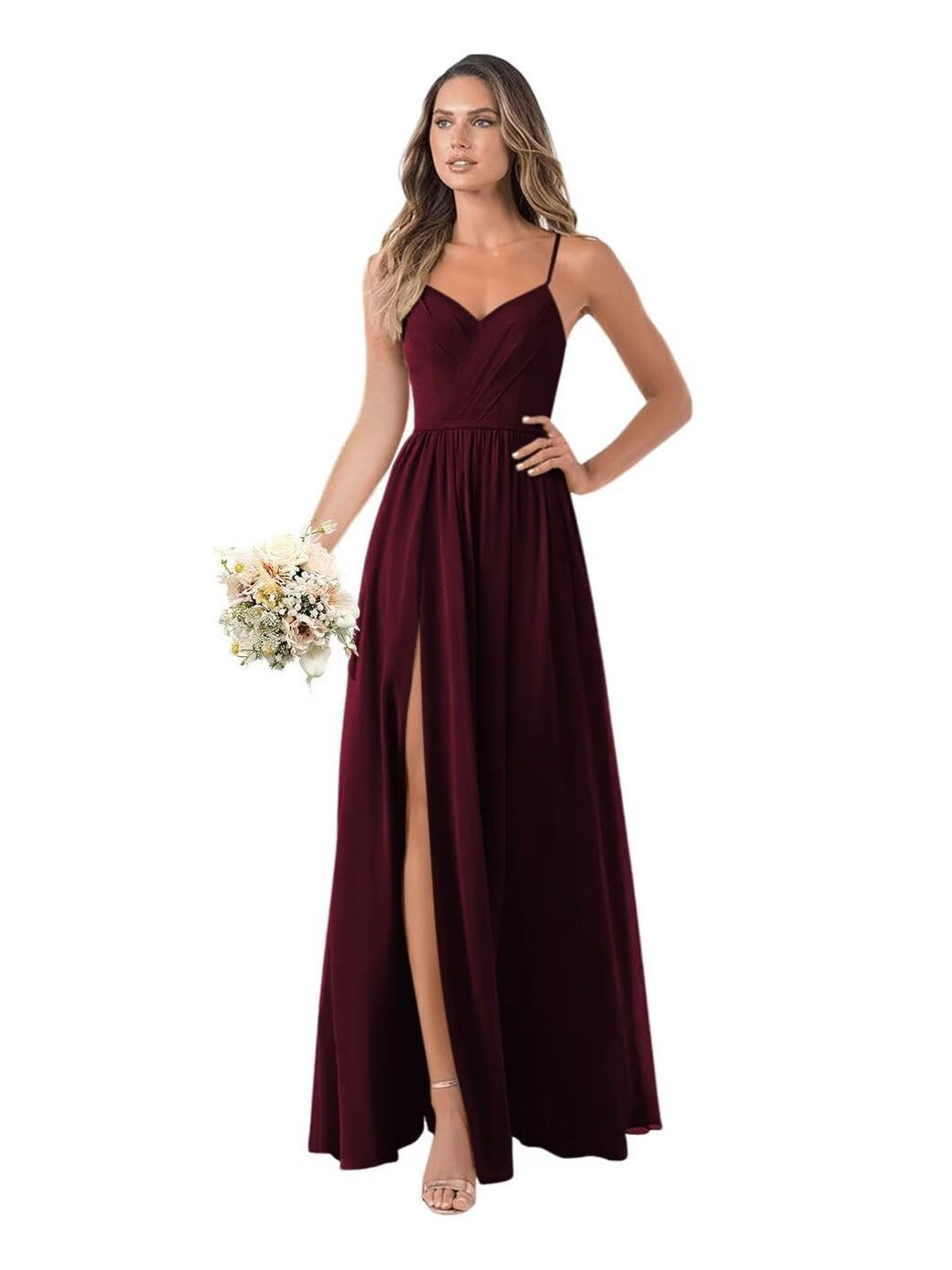 A-Line/Princess Chiffon Sleeveless Floor-Length Bridesmaid Dresses