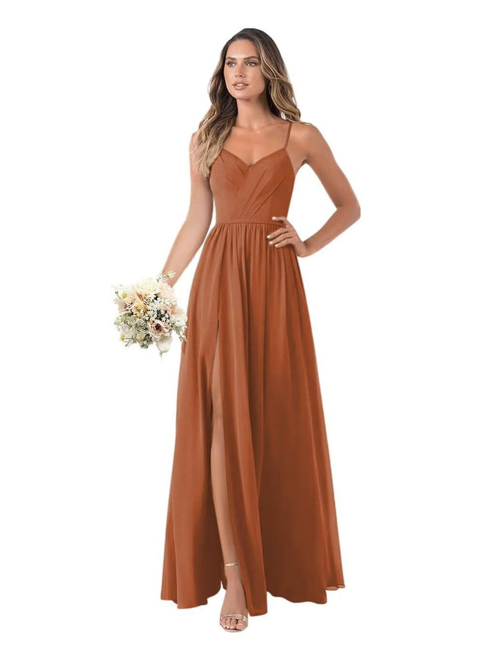 A-Line/Princess Chiffon Sleeveless Floor-Length Bridesmaid Dresses
