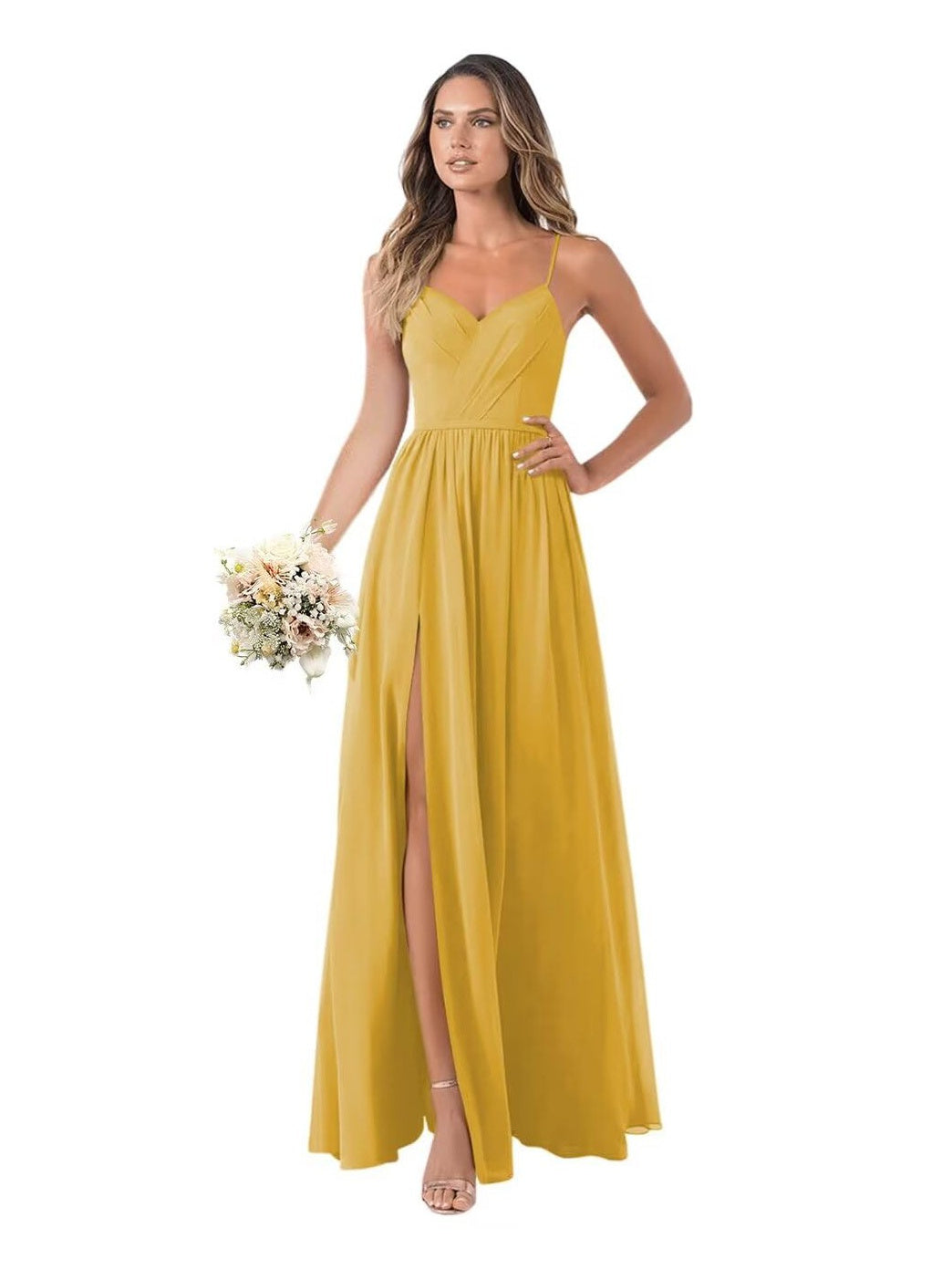 A-Line/Princess Chiffon Sleeveless Floor-Length Bridesmaid Dresses