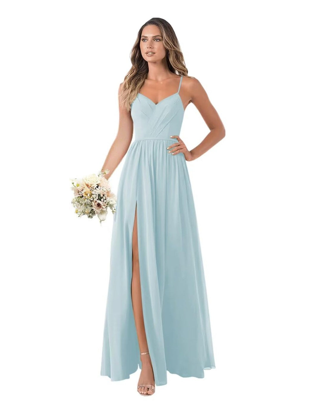 A-Line/Princess Chiffon Sleeveless Floor-Length Bridesmaid Dresses