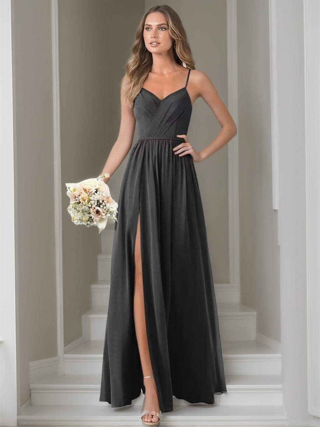 A-Line/Princess Chiffon Sleeveless Floor-Length Bridesmaid Dresses