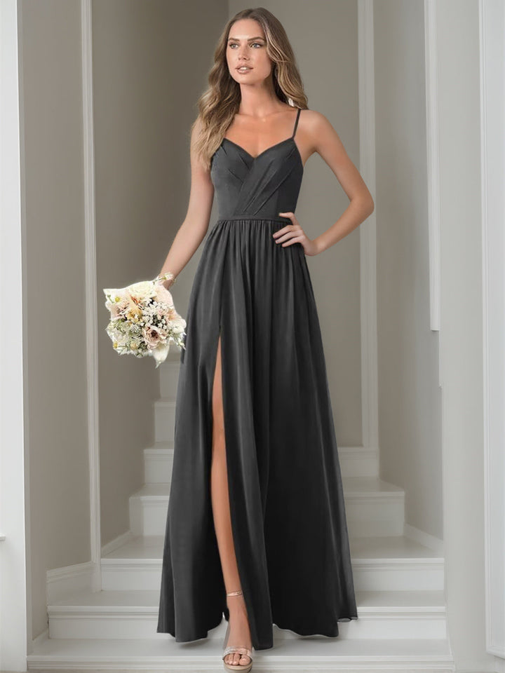 A-Line/Princess Chiffon Sleeveless Floor-Length Bridesmaid Dresses