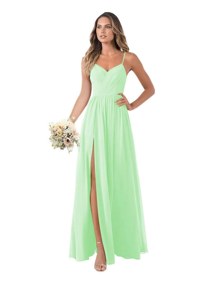 A-Line/Princess Chiffon Sleeveless Floor-Length Bridesmaid Dresses