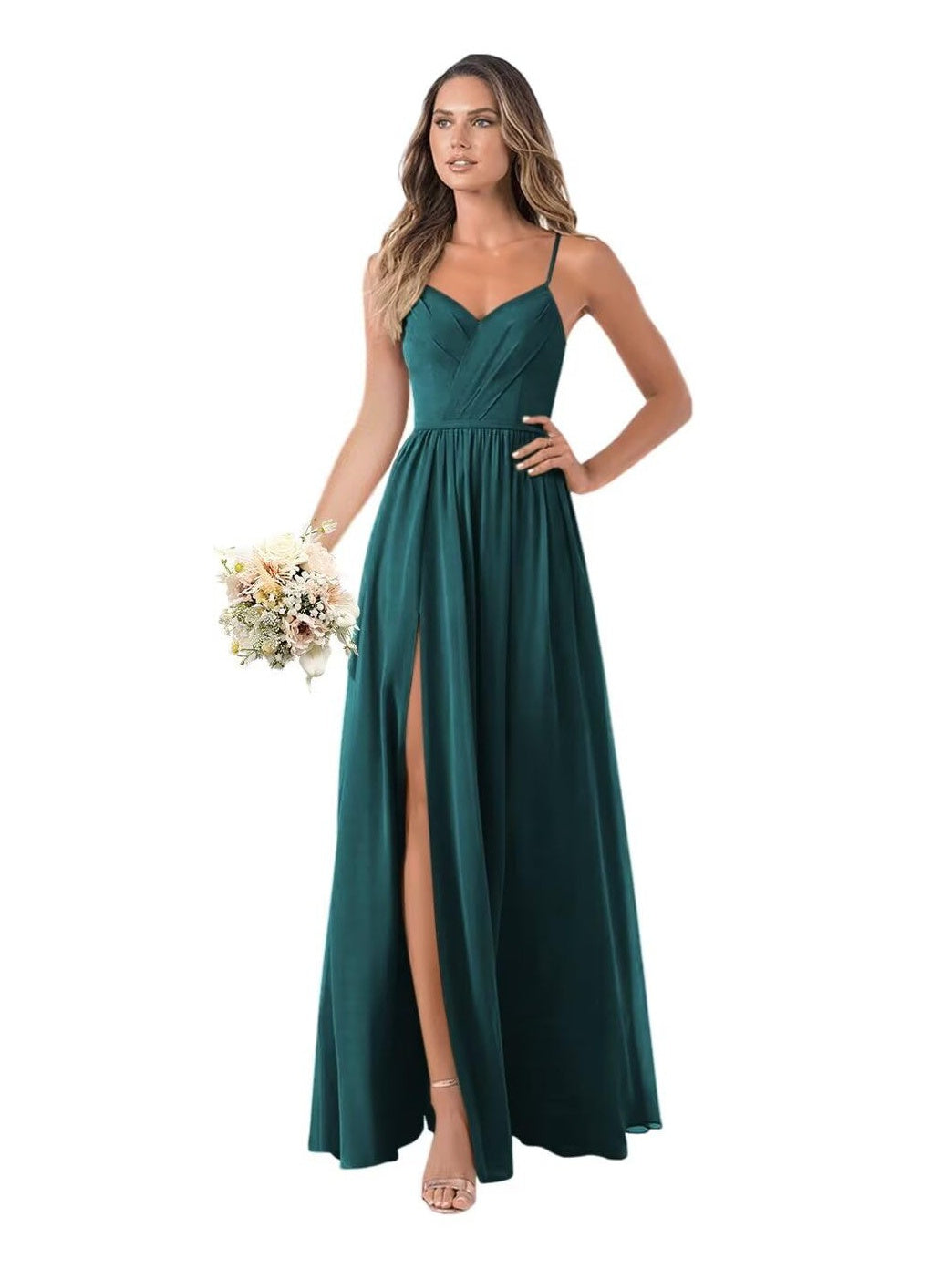 A-Line/Princess Chiffon Sleeveless Floor-Length Bridesmaid Dresses