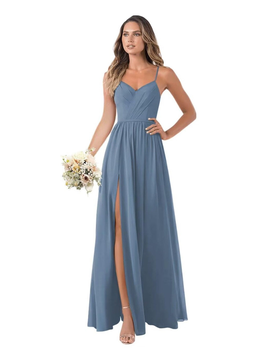 A-Line/Princess Chiffon Sleeveless Floor-Length Bridesmaid Dresses