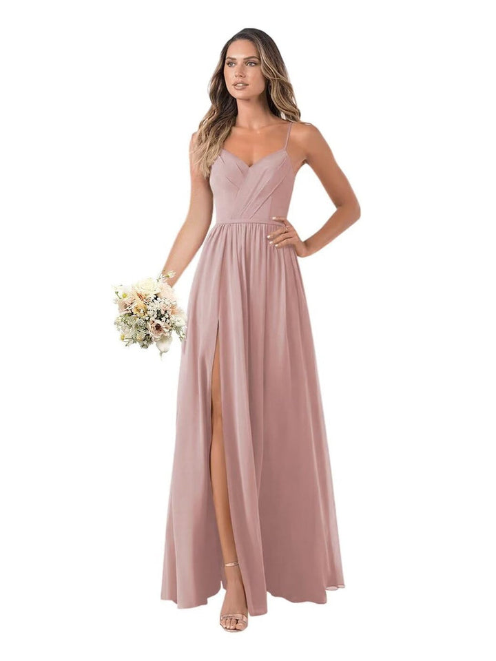 A-Line/Princess Chiffon Sleeveless Floor-Length Bridesmaid Dresses