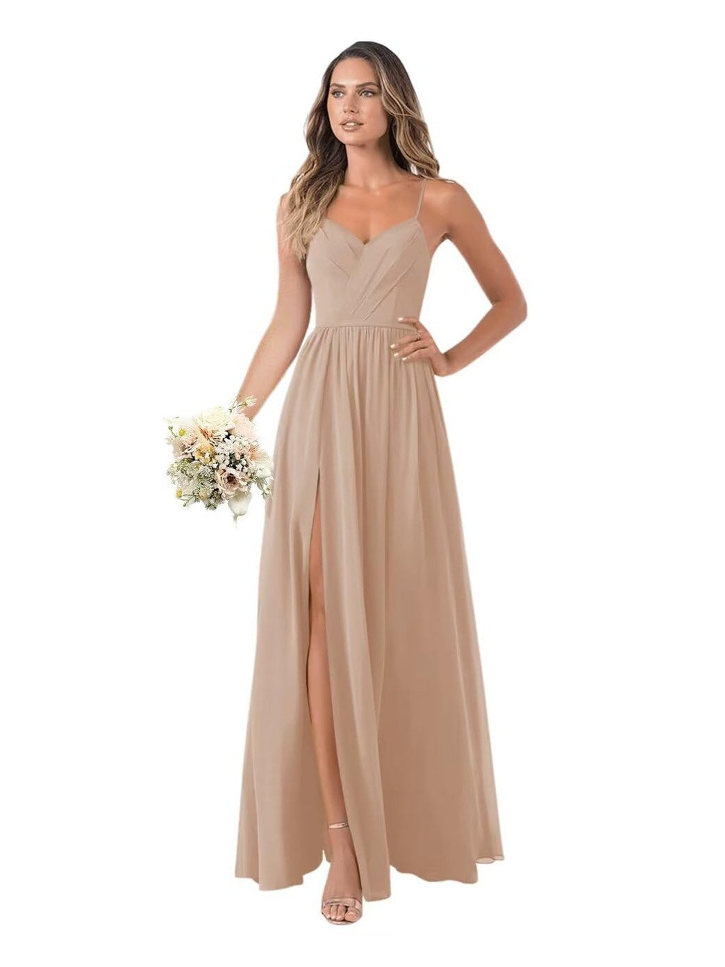 A-Line/Princess Chiffon Sleeveless Floor-Length Bridesmaid Dresses