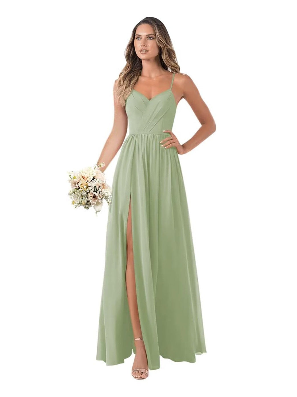 A-Line/Princess Chiffon Sleeveless Floor-Length Bridesmaid Dresses